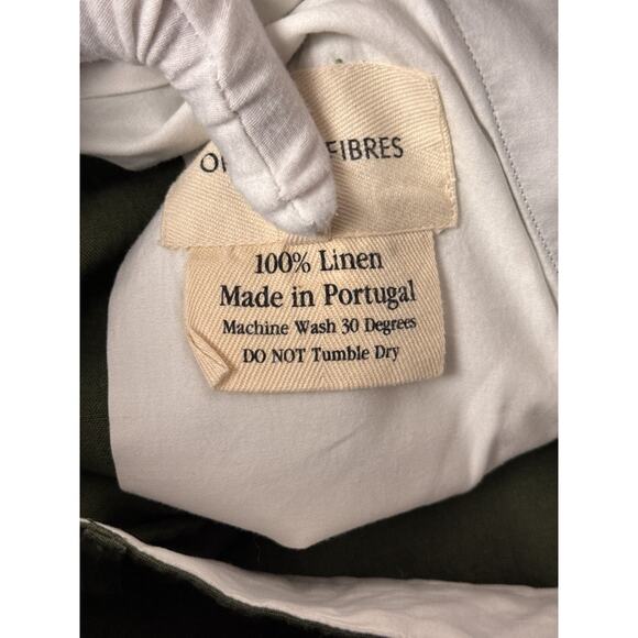 Original Fibres Pants 34 x 31 Mens Green Linen Straight Leg - Picture 7 of 7
